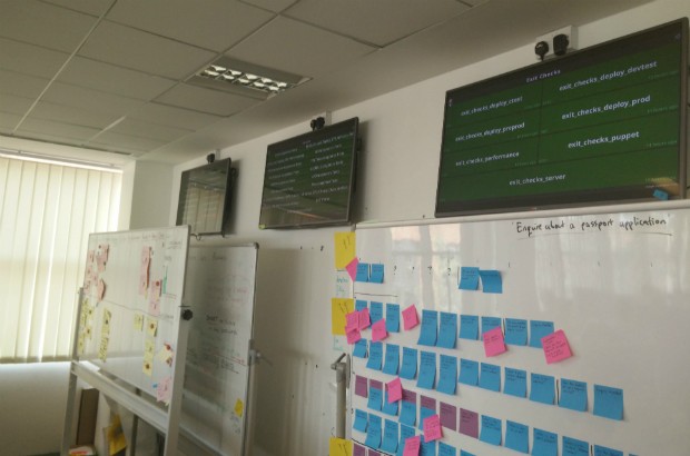 Screens showing live status of digital services