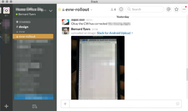 A screenshot of Slack