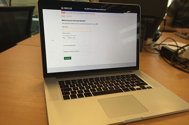 Laptop with an online form displayed