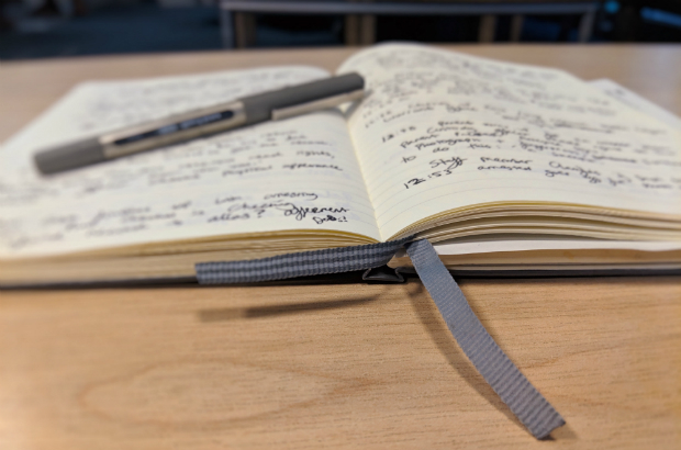 Notebook with research notes