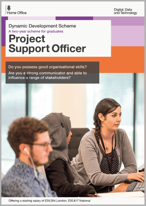 An image of a diverse group of Project Support Officers working together