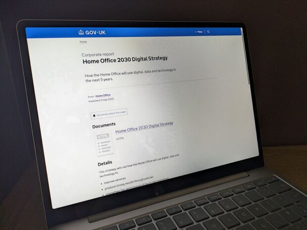 An image of the Home Office 2030 Digital Strategy published on an open laptop